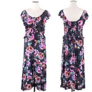 Band of Gypsies Black Floral Long Summer Dress Boho Festival NWT